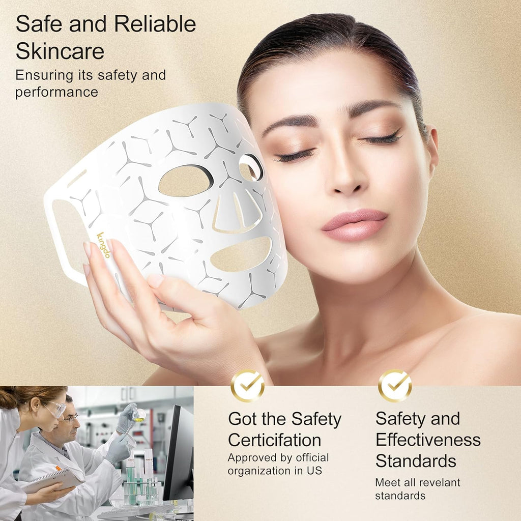 Red Light Therapy for Face, 4 Modes LED Face Mask Infrared Light Therapy with Remote, Portable and Rechargeable Design with Timer Function for Home Use