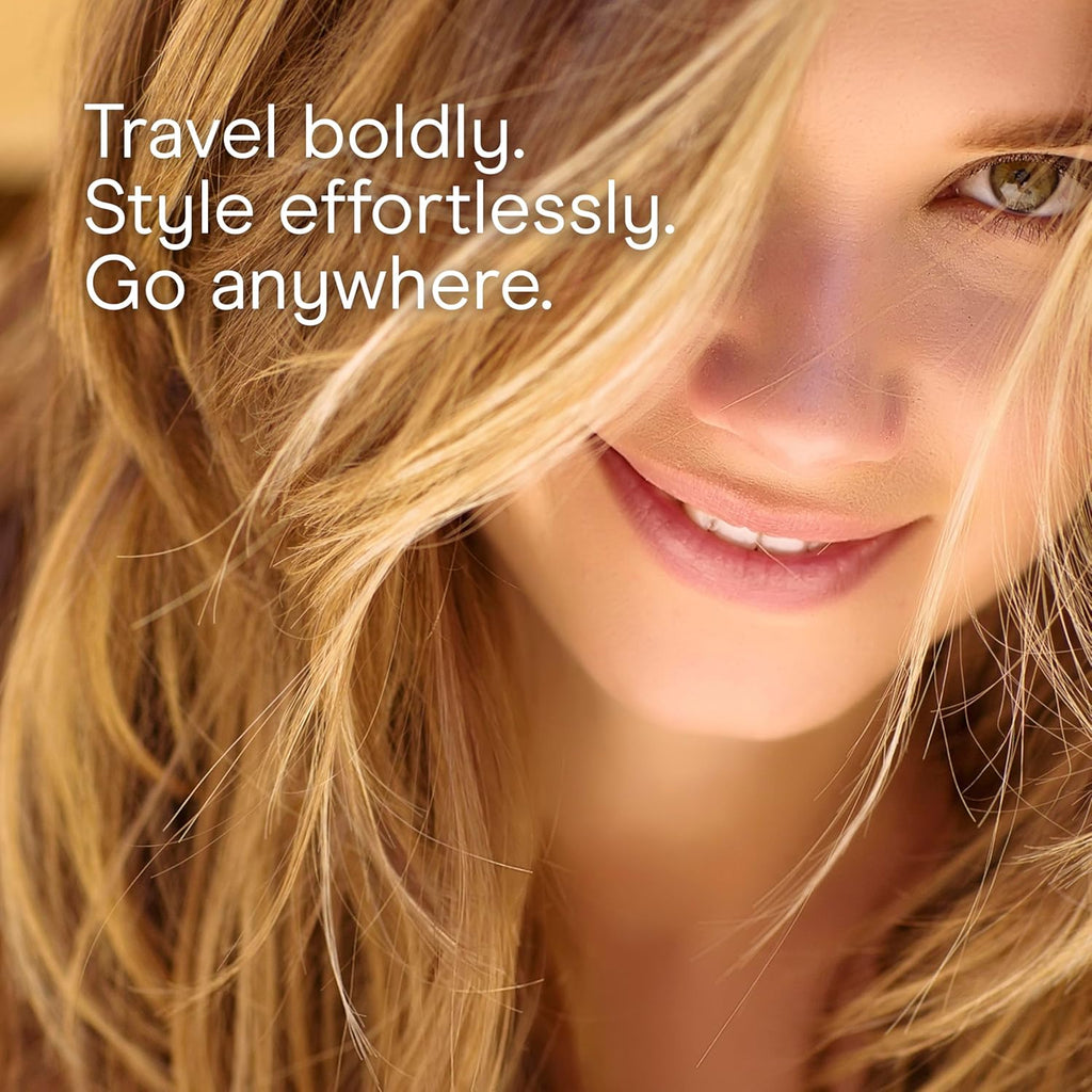 Travel Hair Dryer with Dual Voltage, 1600W Compact Blow Dryer with Folding Handle, Blue