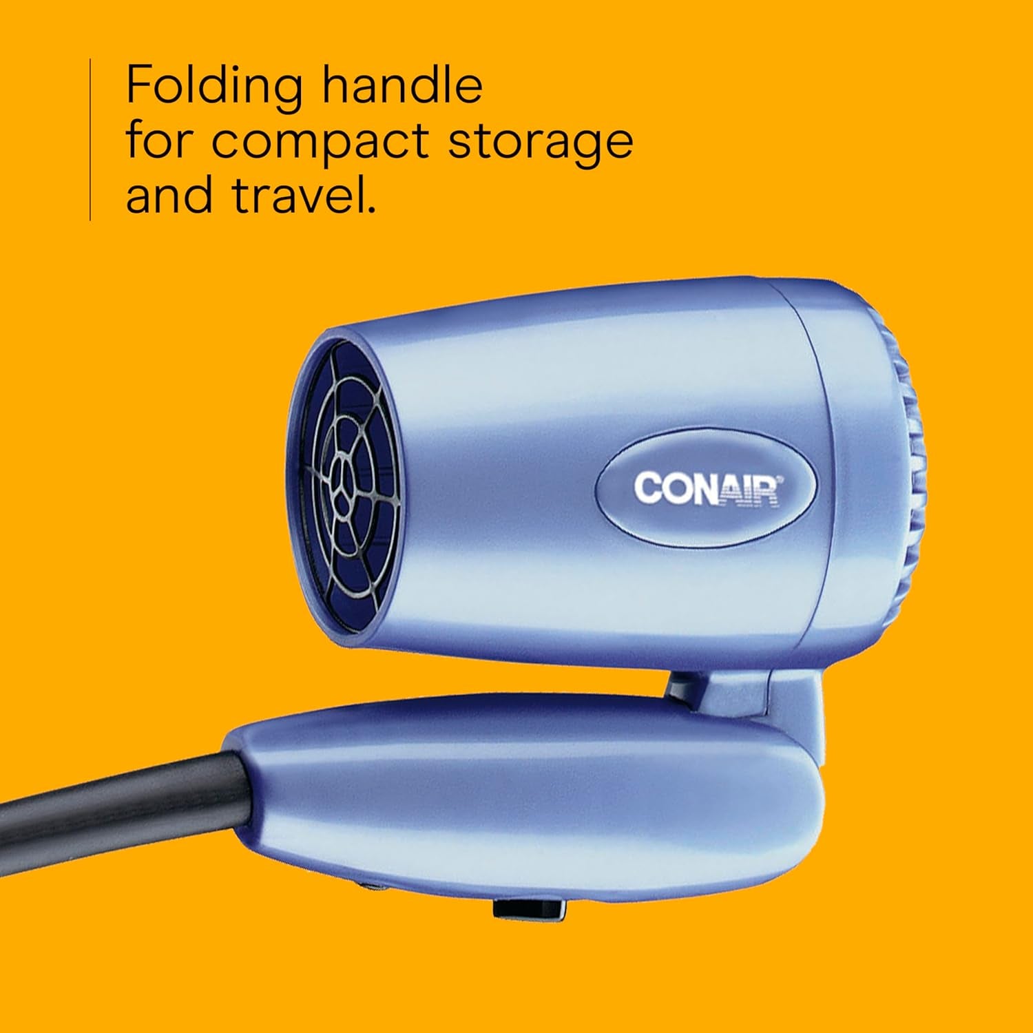 Travel Hair Dryer with Dual Voltage, 1600W Compact Blow Dryer with Folding Handle, Blue