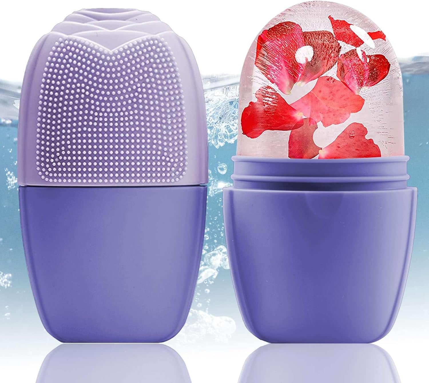 Ice Cube Roller Massager for Face, Eyes and Neck Naturally Conditioning and Skin Care,De-Puff Eye Bags,Reduce Migraine Pain,Reusable Massage Silicone Ice Mold (Pink)