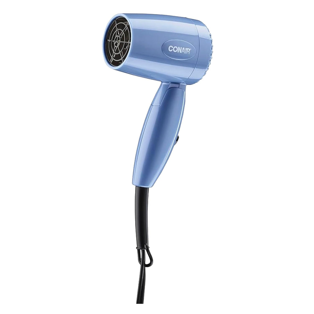Travel Hair Dryer with Dual Voltage, 1600W Compact Blow Dryer with Folding Handle, Blue