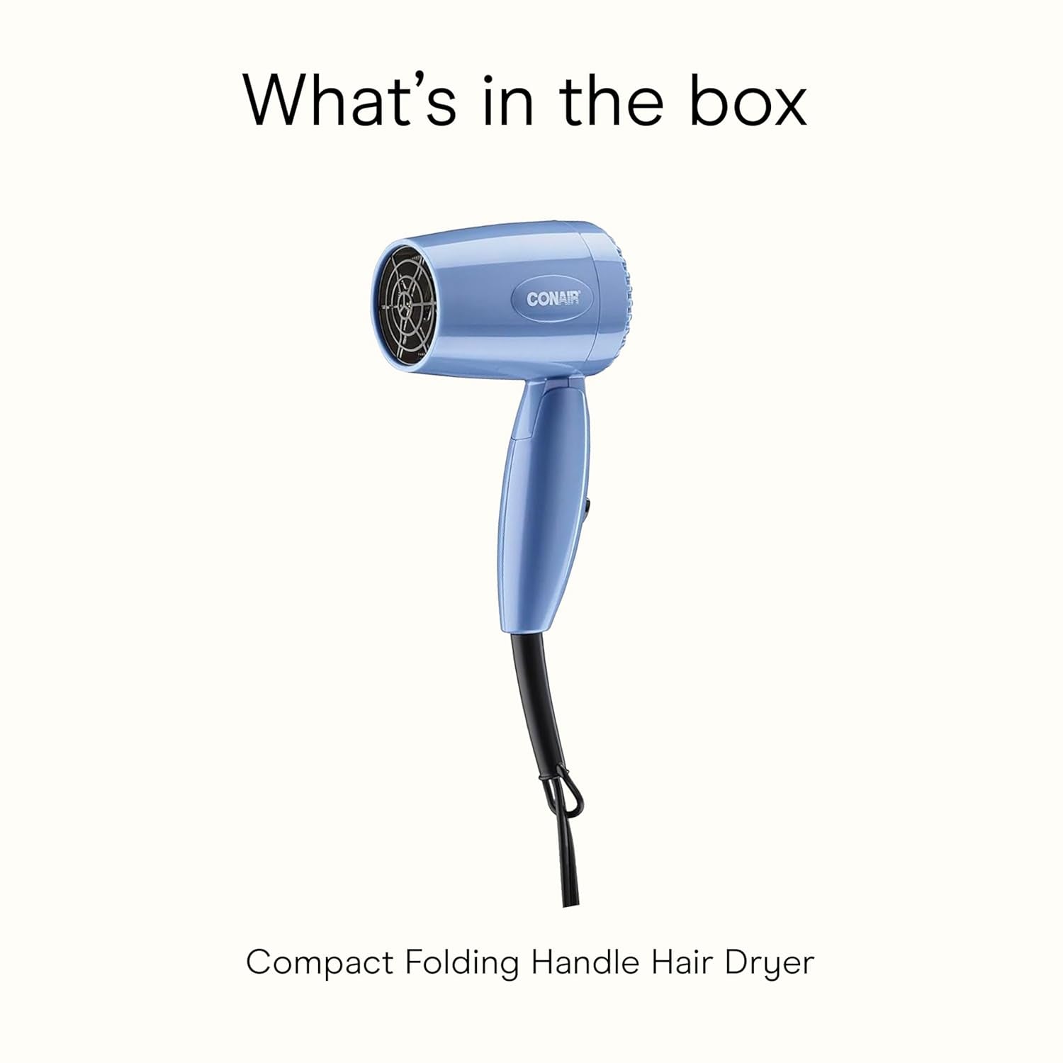 Travel Hair Dryer with Dual Voltage, 1600W Compact Blow Dryer with Folding Handle, Blue