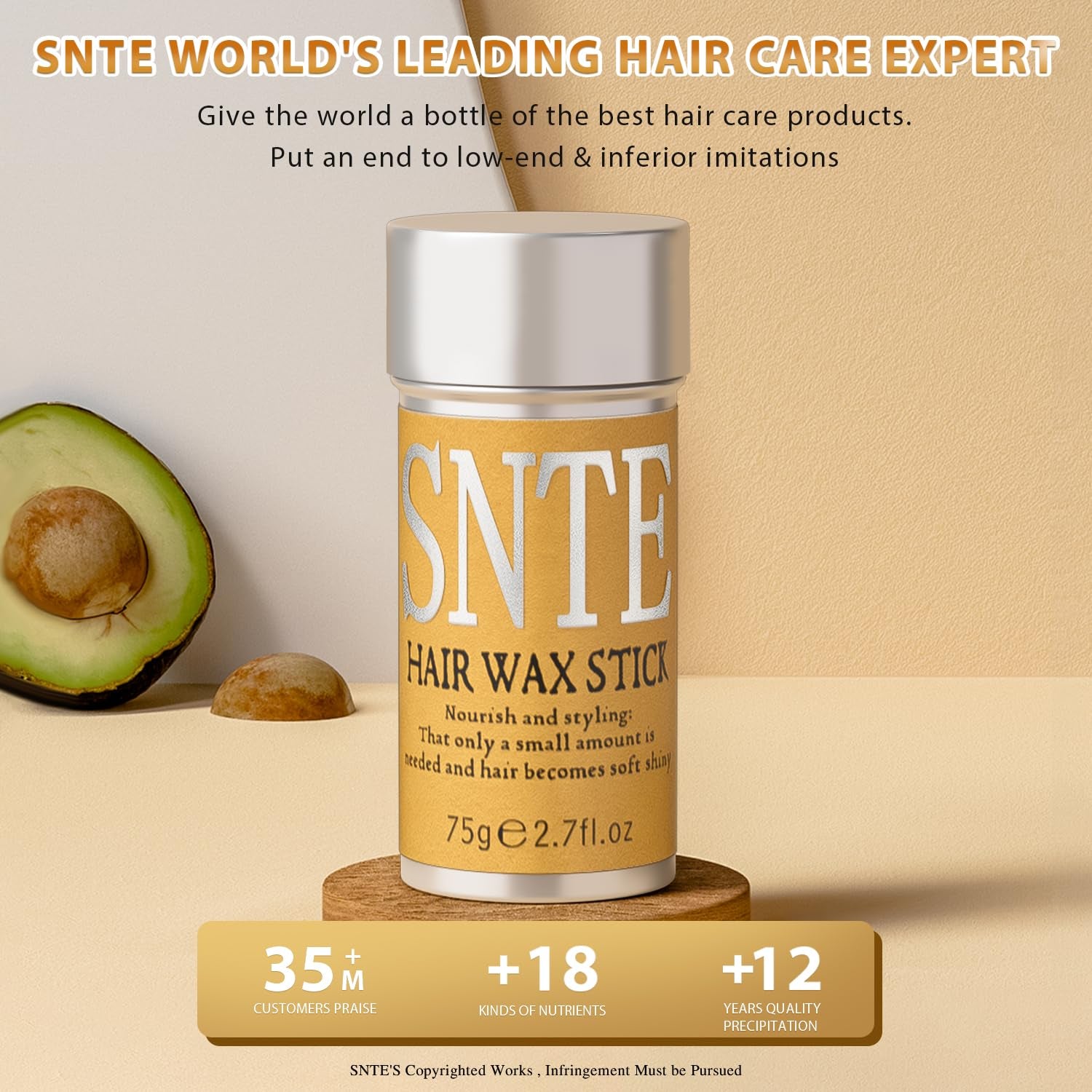 Hair Wax Stick, Hair-Styling Waxes, Nourishing Accessories - Slick Stick for Women & Kids, Gel Tamer for Flyaways, Bun Maker & Styling Cream, 2.7 Fl Oz