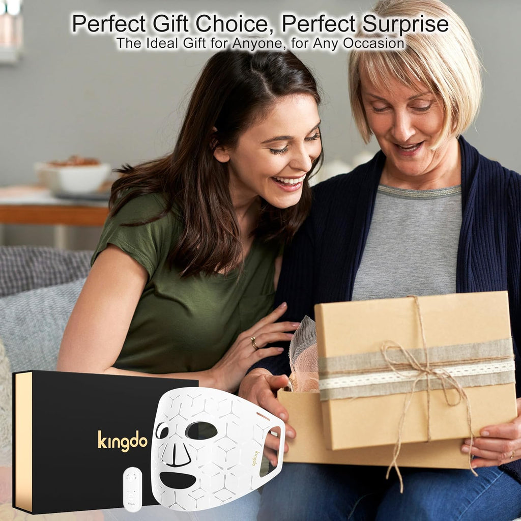 Red Light Therapy for Face, 4 Modes LED Face Mask Infrared Light Therapy with Remote, Portable and Rechargeable Design with Timer Function for Home Use