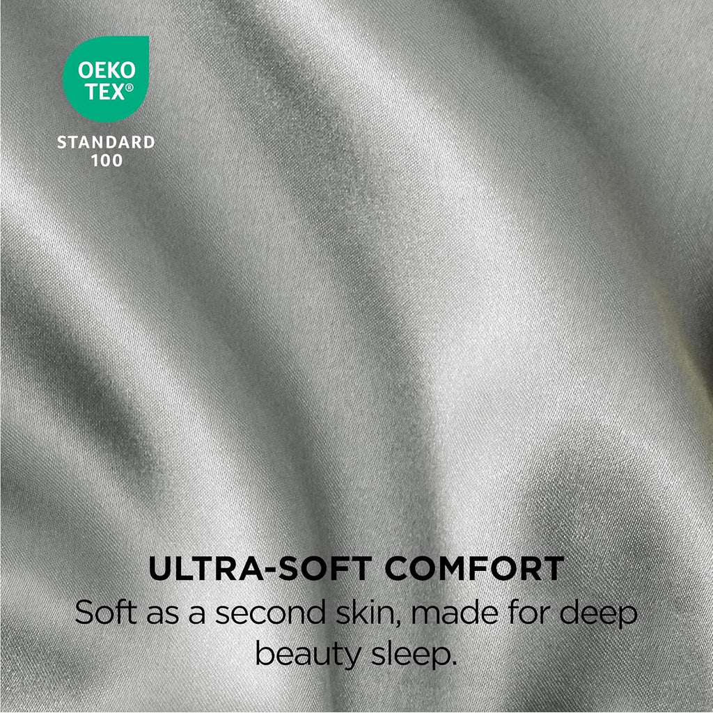 Satin Pillowcase, Similar to Silk Pillow Cases Queen Size Set of 2, Cooling Pillow Case with Envelope Closure, Christmas Room Decor Gifts for Women Men, Silver Grey, 20X30 Inches, 2Pcs