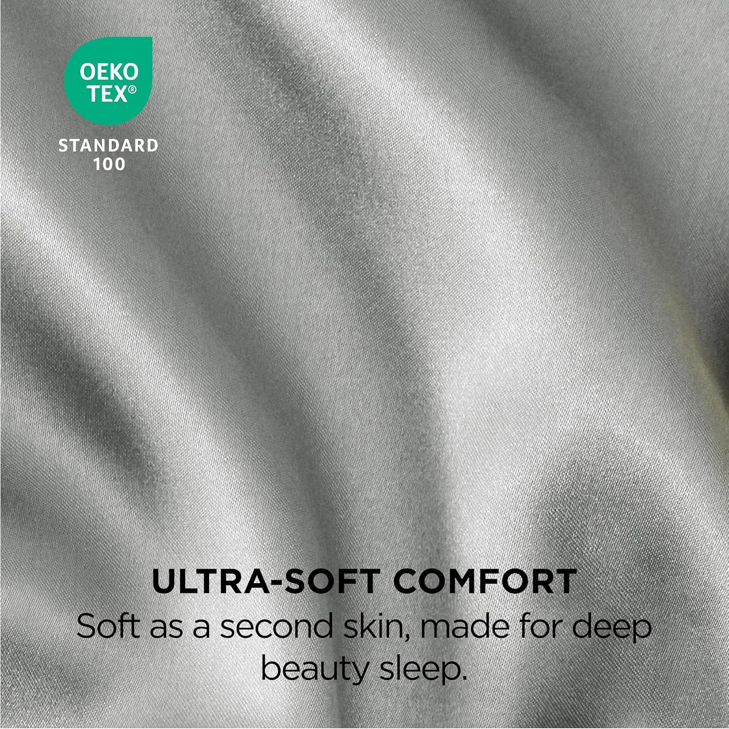 Satin Pillowcase, Similar to Silk Pillow Cases Queen Size Set of 2, Cooling Pillow Case with Envelope Closure, Christmas Room Decor Gifts for Women Men, Silver Grey, 20X30 Inches, 2Pcs