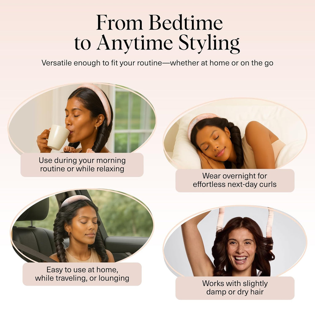 Satin Heatless Curling Set – Heatless Curls Overnight with 34" Hair Curler & 2 Satin Scrunchies – Comfortable Hair Curlers to Sleep in for Frizz-Free, No Heat Damage Styling - Sunset Tie Dye