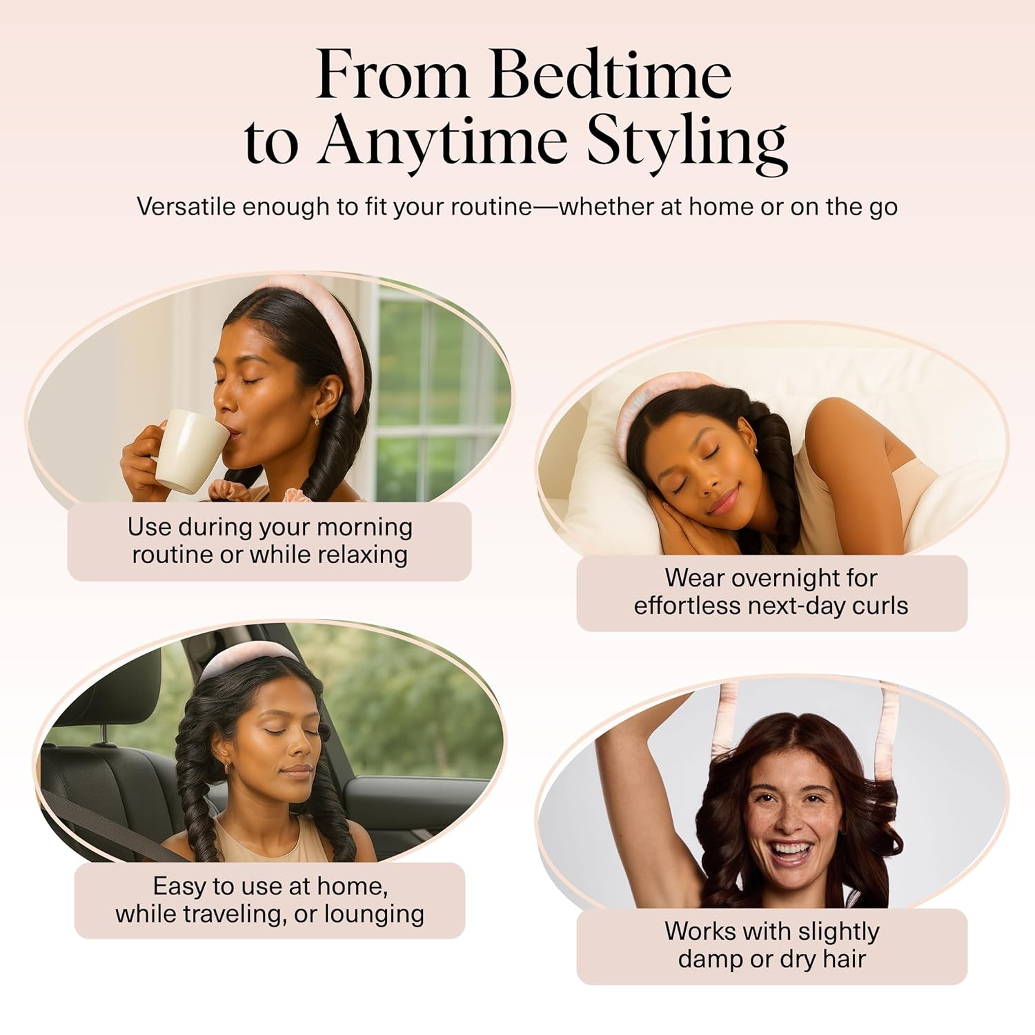 Satin Heatless Curling Set – Heatless Curls Overnight with 34" Hair Curler & 2 Satin Scrunchies – Comfortable Hair Curlers to Sleep in for Frizz-Free, No Heat Damage Styling - Sunset Tie Dye