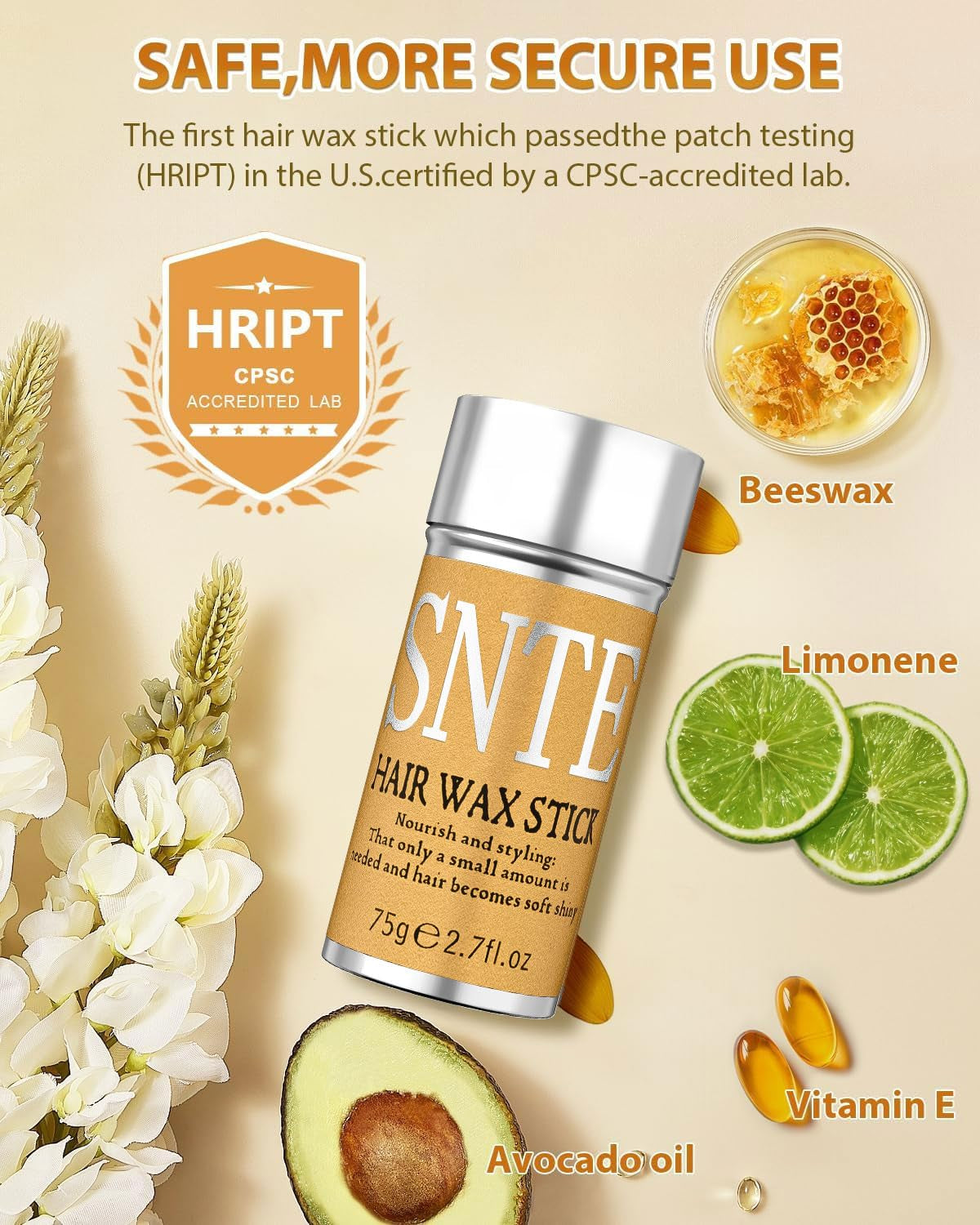 Hair Wax Stick, Hair-Styling Waxes, Nourishing Accessories - Slick Stick for Women & Kids, Gel Tamer for Flyaways, Bun Maker & Styling Cream, 2.7 Fl Oz