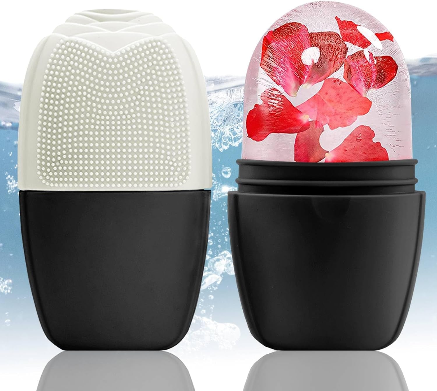 Ice Cube Roller Massager for Face, Eyes and Neck Naturally Conditioning and Skin Care,De-Puff Eye Bags,Reduce Migraine Pain,Reusable Massage Silicone Ice Mold (Pink)