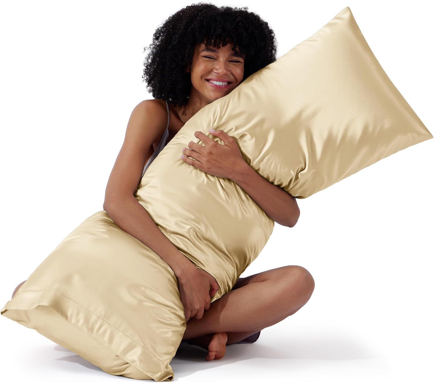 Satin Pillowcase, Similar to Silk Pillow Cases Queen Size Set of 2, Cooling Pillow Case with Envelope Closure, Christmas Room Decor Gifts for Women Men, Silver Grey, 20X30 Inches, 2Pcs