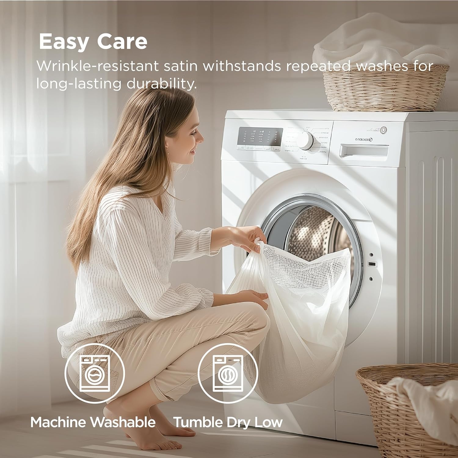 Satin Pillowcase, Similar to Silk Pillow Cases Queen Size Set of 2, Cooling Pillow Case with Envelope Closure, Christmas Room Decor Gifts for Women Men, Silver Grey, 20X30 Inches, 2Pcs