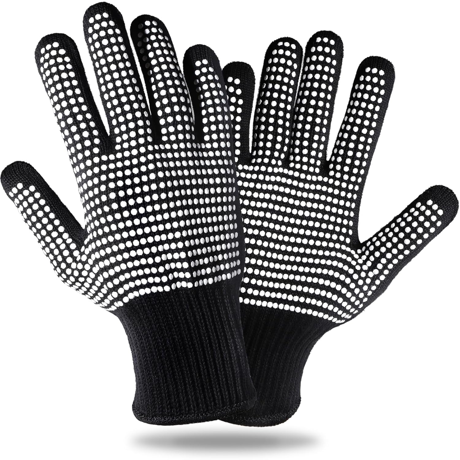 2 Pcs Heat Resistant Gloves with Silicone Bumps, Professional Heat Proof Glove Mitts for Hair Styling Curling Iron Wand Flat Iron Hot-Air Brushes Sublimation Gloves Rose Red