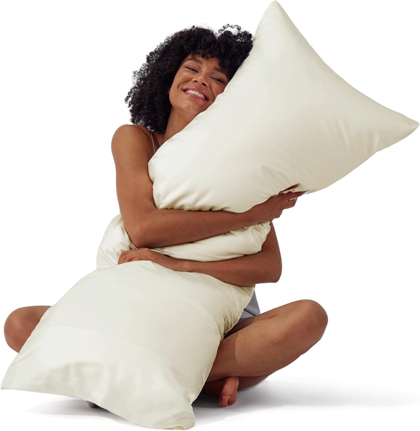 Satin Pillowcase, Similar to Silk Pillow Cases Queen Size Set of 2, Cooling Pillow Case with Envelope Closure, Christmas Room Decor Gifts for Women Men, Silver Grey, 20X30 Inches, 2Pcs