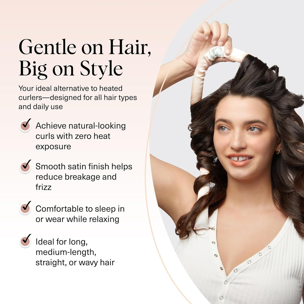 Satin Heatless Curling Set – Heatless Curls Overnight with 34" Hair Curler & 2 Satin Scrunchies – Comfortable Hair Curlers to Sleep in for Frizz-Free, No Heat Damage Styling - Sunset Tie Dye