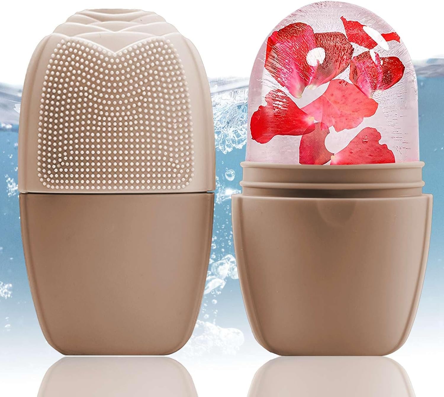 Ice Cube Roller Massager for Face, Eyes and Neck Naturally Conditioning and Skin Care,De-Puff Eye Bags,Reduce Migraine Pain,Reusable Massage Silicone Ice Mold (Pink)