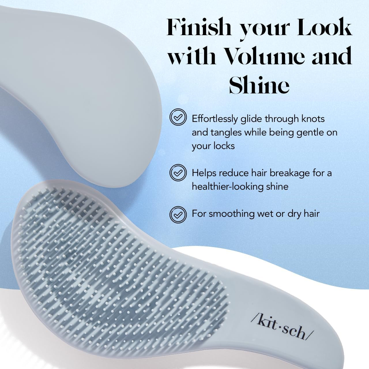 Detangler Brush – Gentle Curly Hair Brush with Flexible Bristles for All Hair Types - Wet or Dry | Detangling Hair Brushes for Women & Men, Adults & Kids - Haze Blue