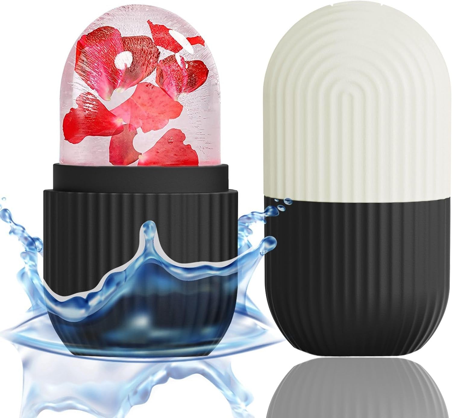 Ice Cube Roller Massager for Face, Eyes and Neck Naturally Conditioning and Skin Care,De-Puff Eye Bags,Reduce Migraine Pain,Reusable Massage Silicone Ice Mold (Pink)