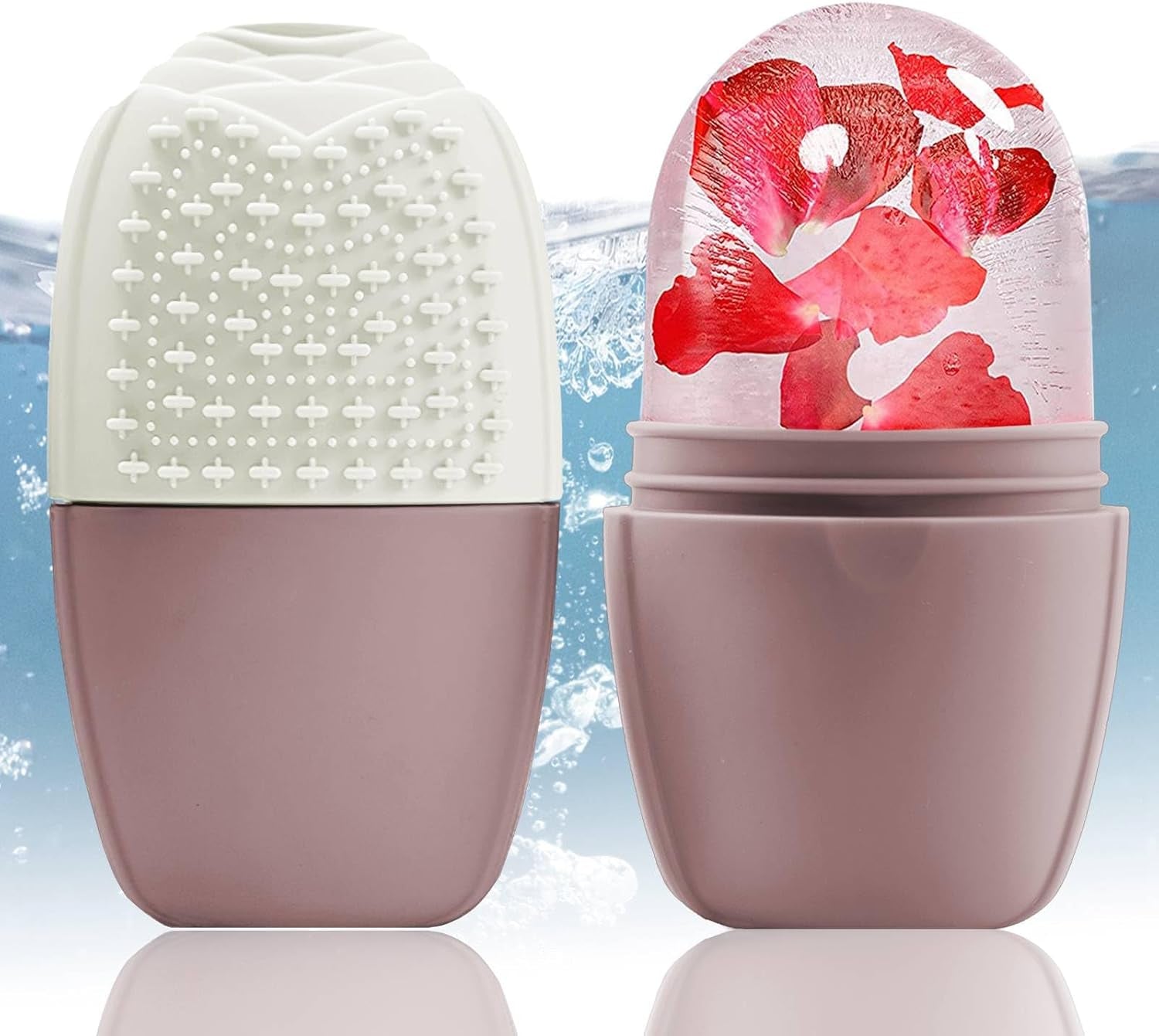 Ice Cube Roller Massager for Face, Eyes and Neck Naturally Conditioning and Skin Care,De-Puff Eye Bags,Reduce Migraine Pain,Reusable Massage Silicone Ice Mold (Pink)