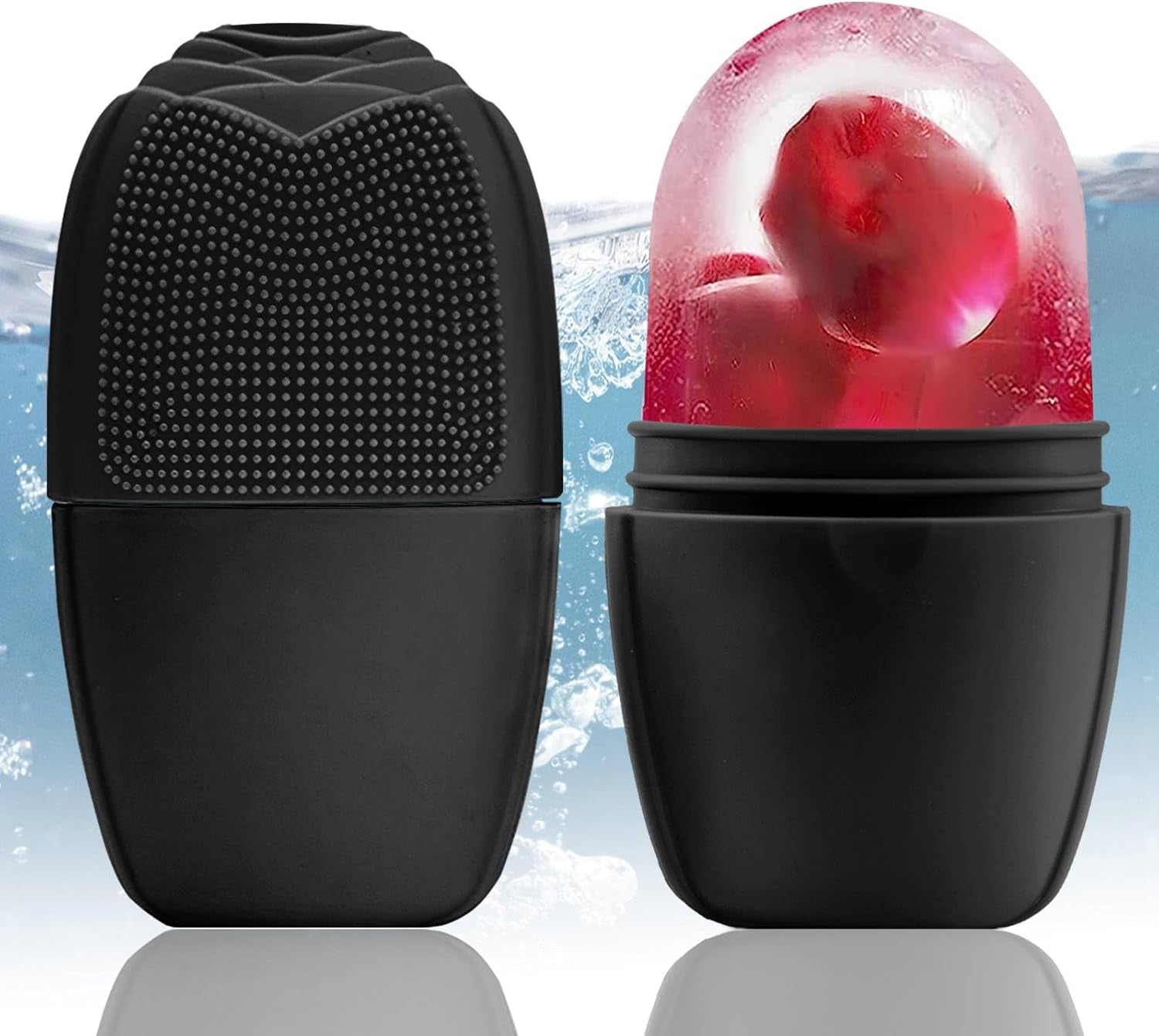 Ice Cube Roller Massager for Face, Eyes and Neck Naturally Conditioning and Skin Care,De-Puff Eye Bags,Reduce Migraine Pain,Reusable Massage Silicone Ice Mold (Pink)