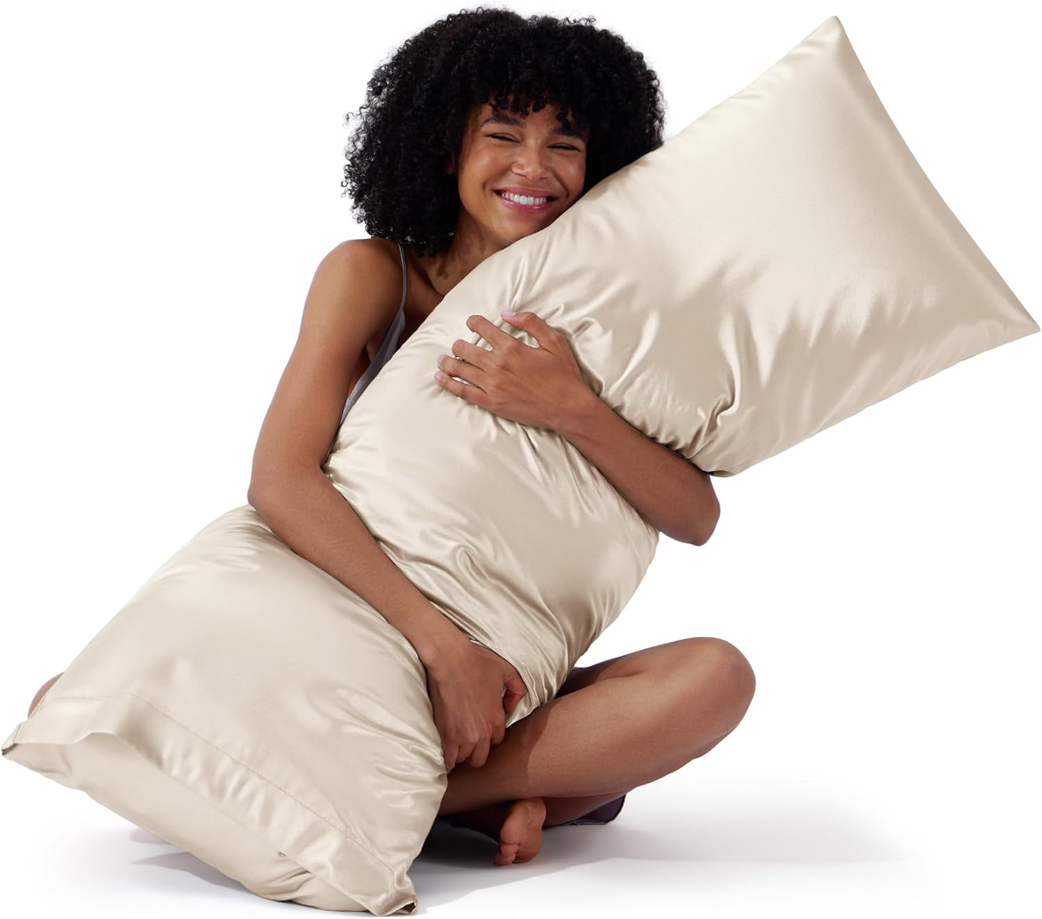 Satin Pillowcase, Similar to Silk Pillow Cases Queen Size Set of 2, Cooling Pillow Case with Envelope Closure, Christmas Room Decor Gifts for Women Men, Silver Grey, 20X30 Inches, 2Pcs