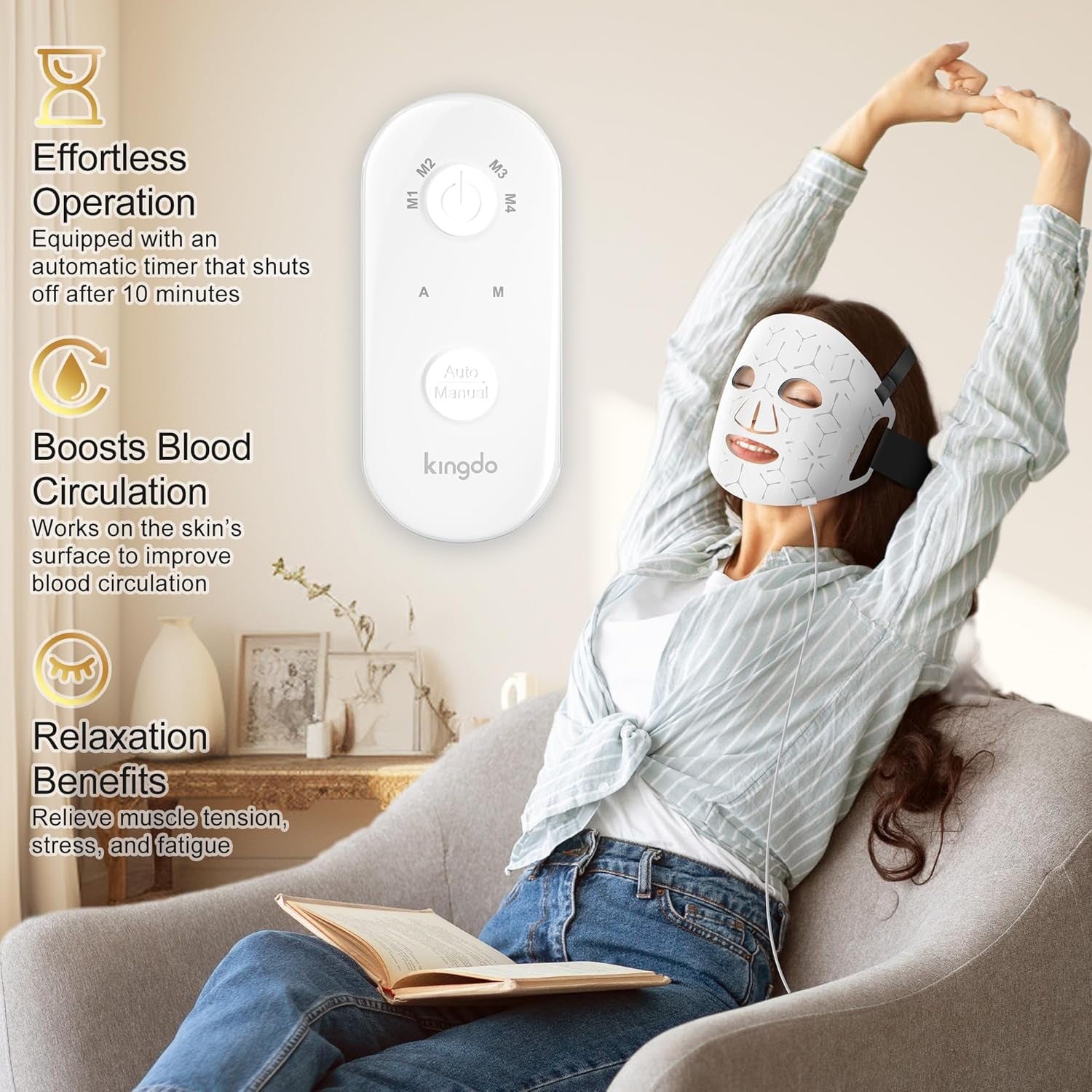 Red Light Therapy for Face, 4 Modes LED Face Mask Infrared Light Therapy with Remote, Portable and Rechargeable Design with Timer Function for Home Use